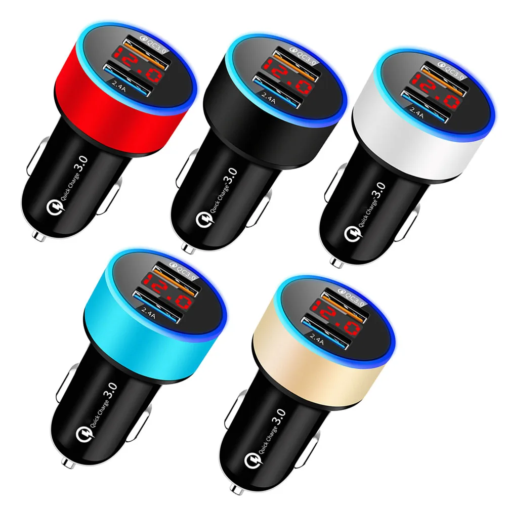 1 шт., DC12V-24V, USB, два порта, цифровой дисплей, автомобильное зарядное устройство, запчасти для прикуривателя