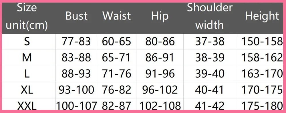 sizes information nezuko