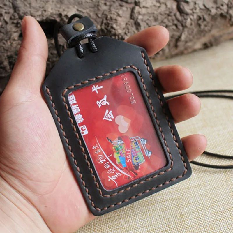 Leather ID Holder With Personalised Lanyard ID Card Holder 