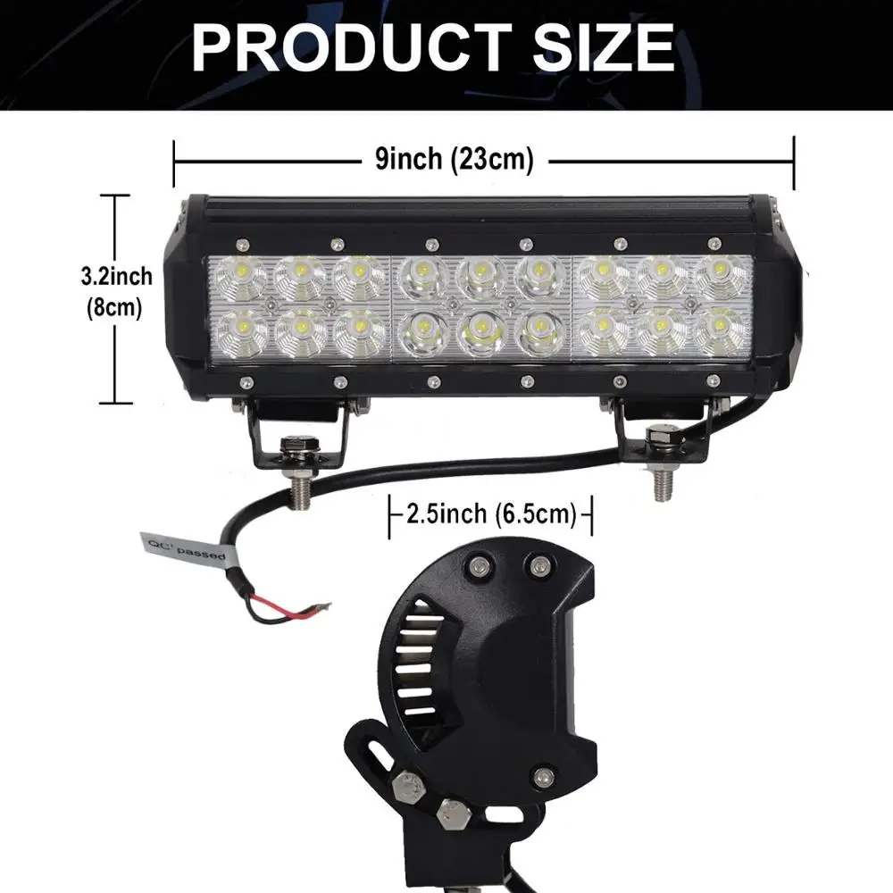 10- 30V 54W LED Light Bar 30 Degree Spot Car Work Lights for Truck Vehicle 6000K White light