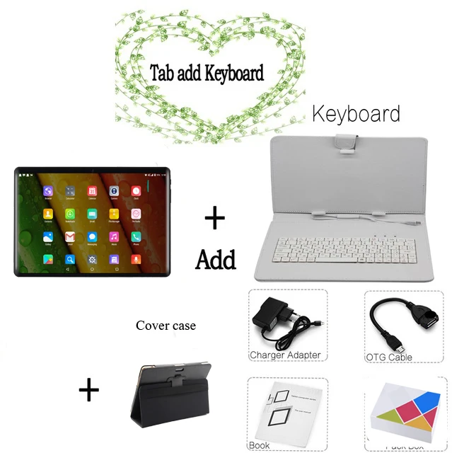Комплект 5 New System 10.1 inch Tablet 2.5D Tempered Glass 4G Phone Call 8GB/128GB Ten core Dual SIM Support 8.0 MP Android 9.0 Tablet PC - Комплект: Комплект 5