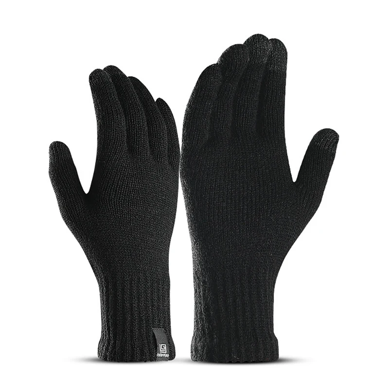Cyling golves зимние перчатки, вязаные шерстяные перчатки для сенсорного экрана, мужские теплые короткие плюшевые перчатки с подкладкой, спортивные перчатки для велоспорта