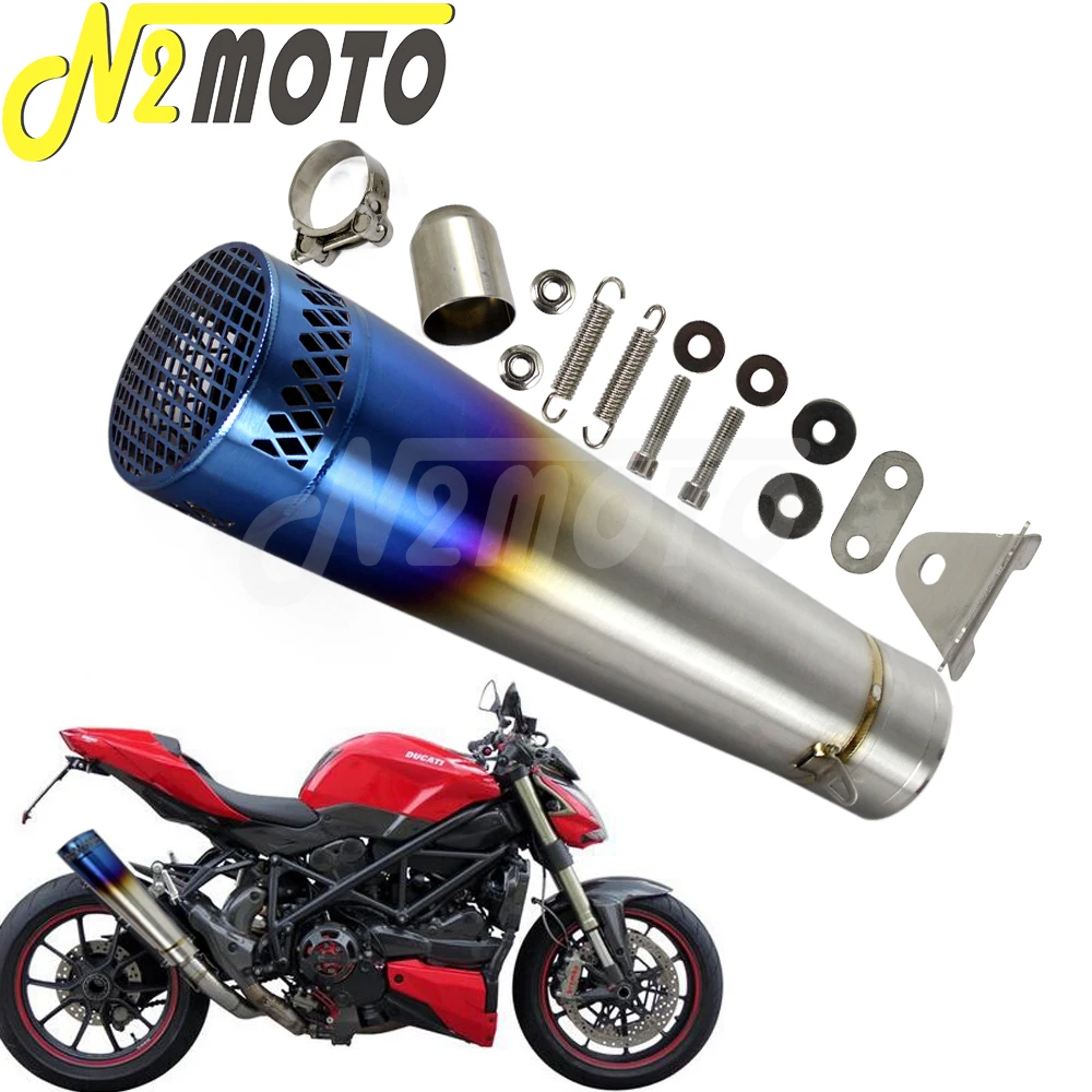38mm 51mm Stainless Steel Half blue Motorcycle Exhaust Muffler Pipe For