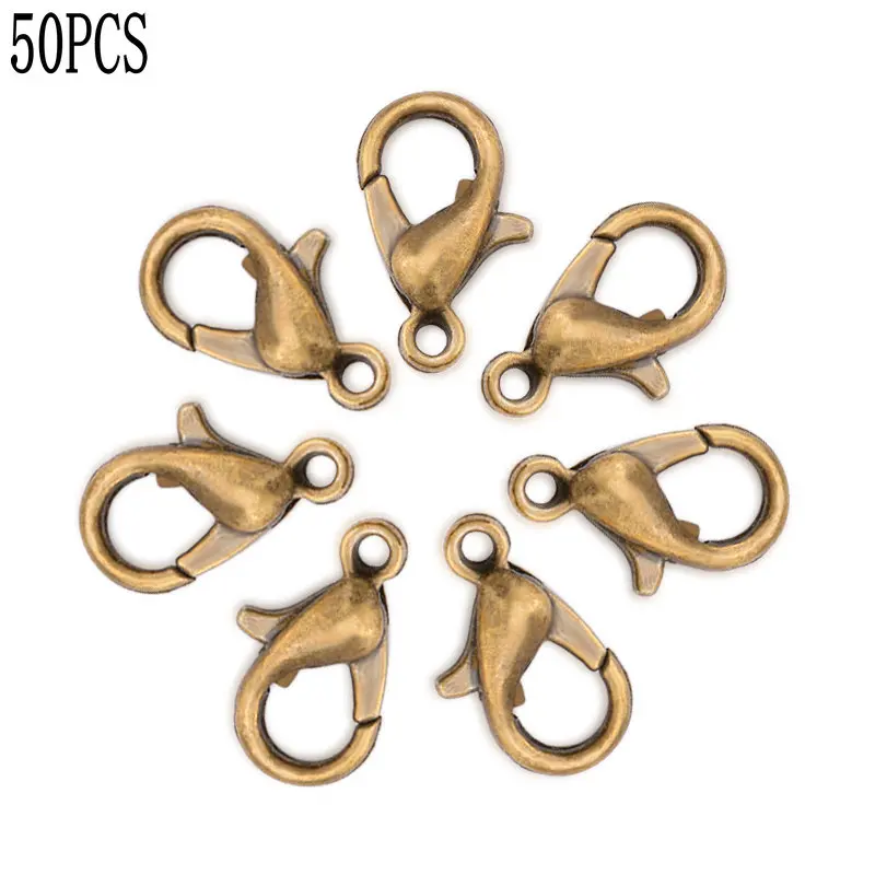 bronze-50pcs 5x10/6x12/7x14/8x16 мм застежка-краб из цинкового сплава Омаров Пряжка браслет концевые разъемы для ювелирных изделий аксессуары ручной работы - Цвет: bronze-50pcs