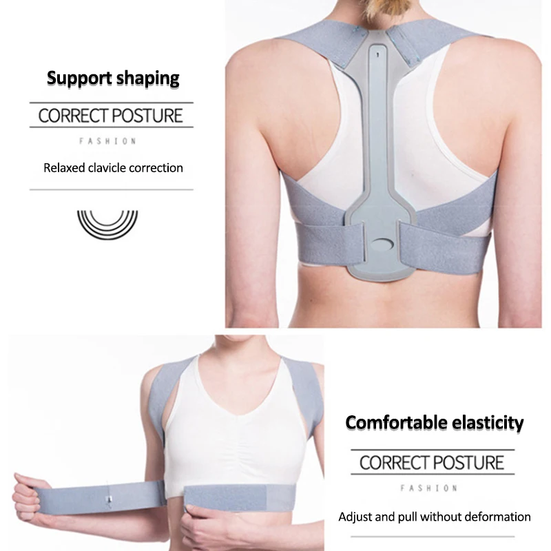 

S/M/L Adjustable Back Posture Corrector Clavicle Spine Back Shoulder Lumbar Support Belt Posture Men And Women Correction Gray