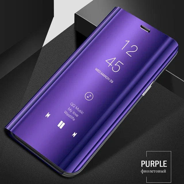 Flip Phone Case For Redmi Note 8 8pro Mirror Smart View Leather Back Cover Phone Case For Xiaomi Redmi 7 7a Note 7 7pro Note7 - Цвет: Purple
