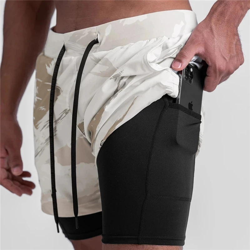 

2021 New camo men Running shorts 2 in 1 Men's sports short pants jogging fitness shorts Quick-drying gyms shorts menSweatpants