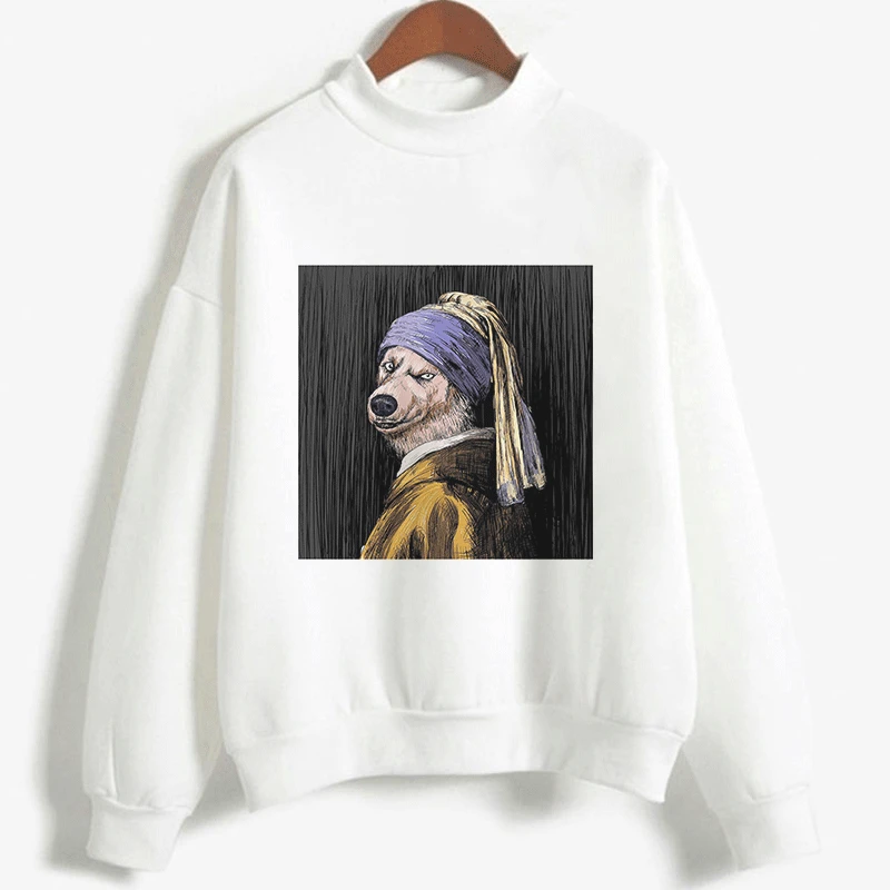 

2019 Winter Women's Hoodies Funny Spoof Puppy Print Kpop Harajuku Kawaii Casual Pullover Long Sleeve O Neck Plus Size Sweatshirt