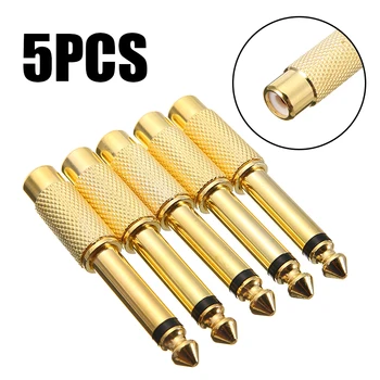

5pcs/lot 6.35mm 1/4 Inch Male Mono Plug to RCA Female Jack Audio Adapters Connectors Plugs for Microphone