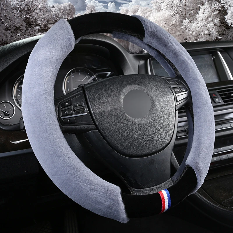 8 цветов крышка рулевого колеса автомобиля зимняя мягкая теплая Funda Volante универсальная Оплетка на руль авто Стайлинг