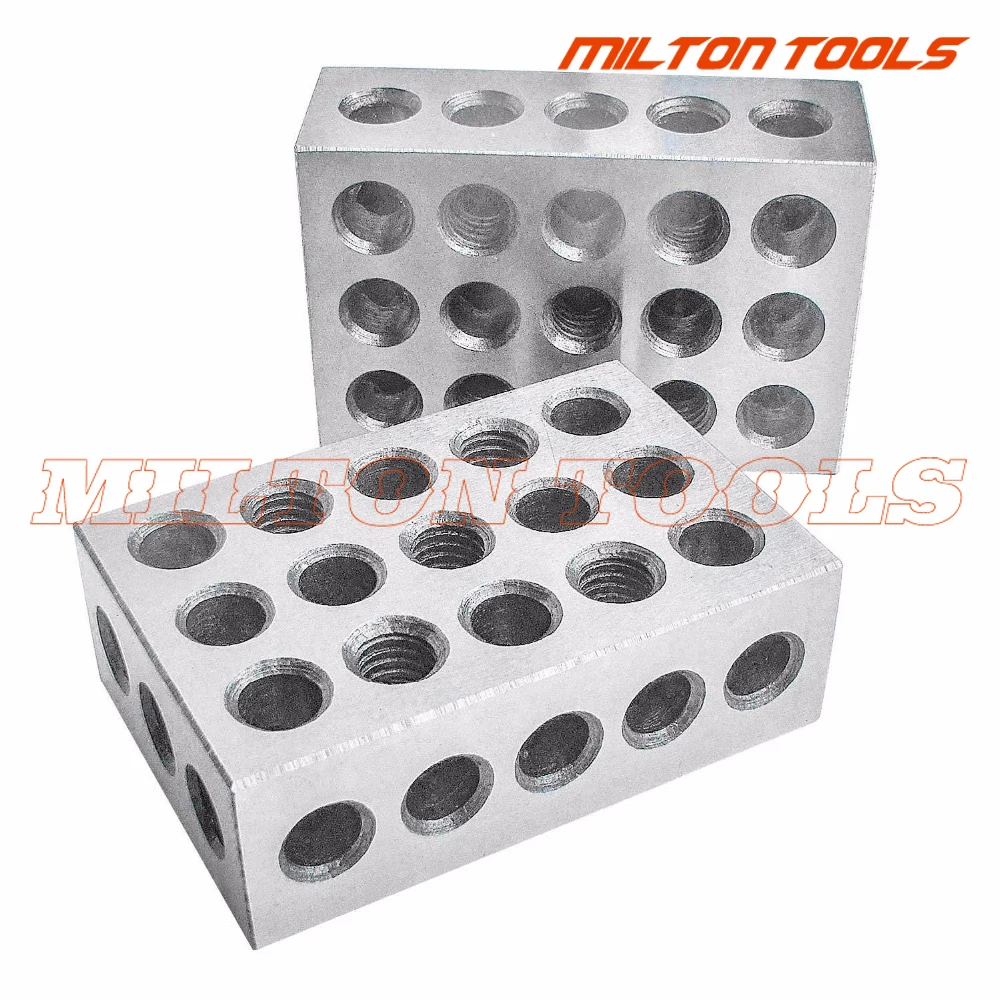 Machinist Milling Tool 2pcs Hardened Steel 1-2-3" Blocks 0.0001" Precision Matched 23 Holes 25-50-75mm block gauge machinist milling tool