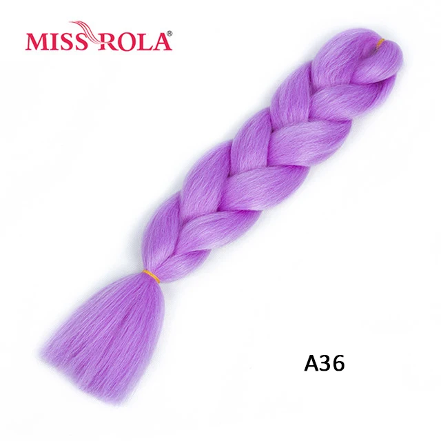 Miss Rola Synthetic Support Wholesale 100g 24 Inch Jumbo BraidsPink Green Yellow High Temperature Fiber Ombre Hair Extensions A36