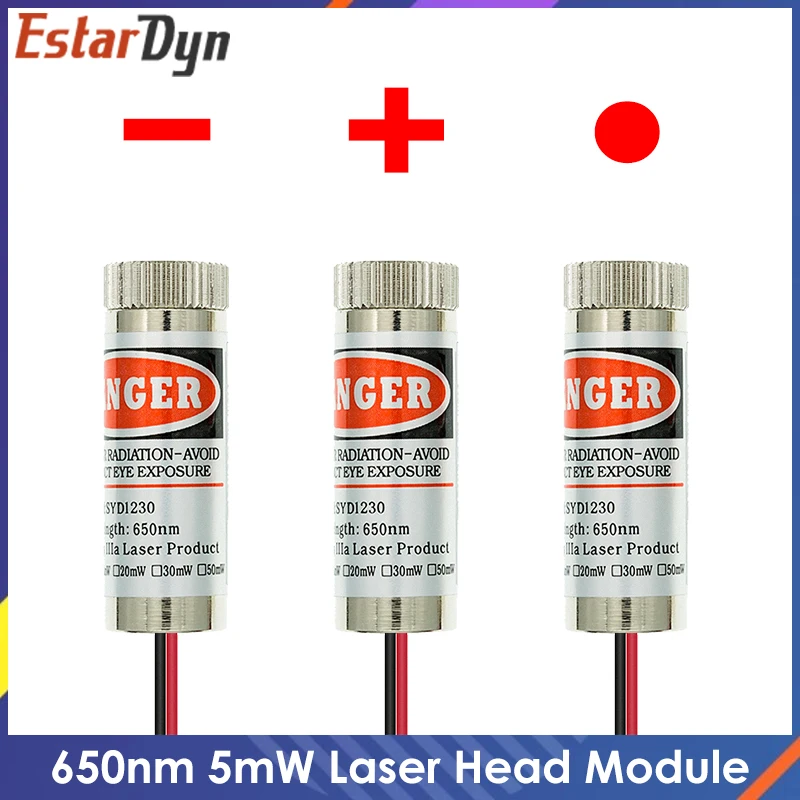 650nm 5mW Red Point / Line Cross Laser Module Head Glass Lens Focusable Industrial Class | Электронные компоненты и