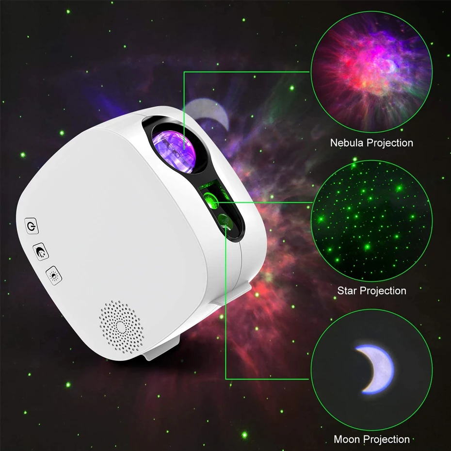 ALIEN Starry Sky Moon Projector Stage Laser Lighting Effect Galax Nebula Ocean Bedroom Kids Party Night Lamp With Music Speaker