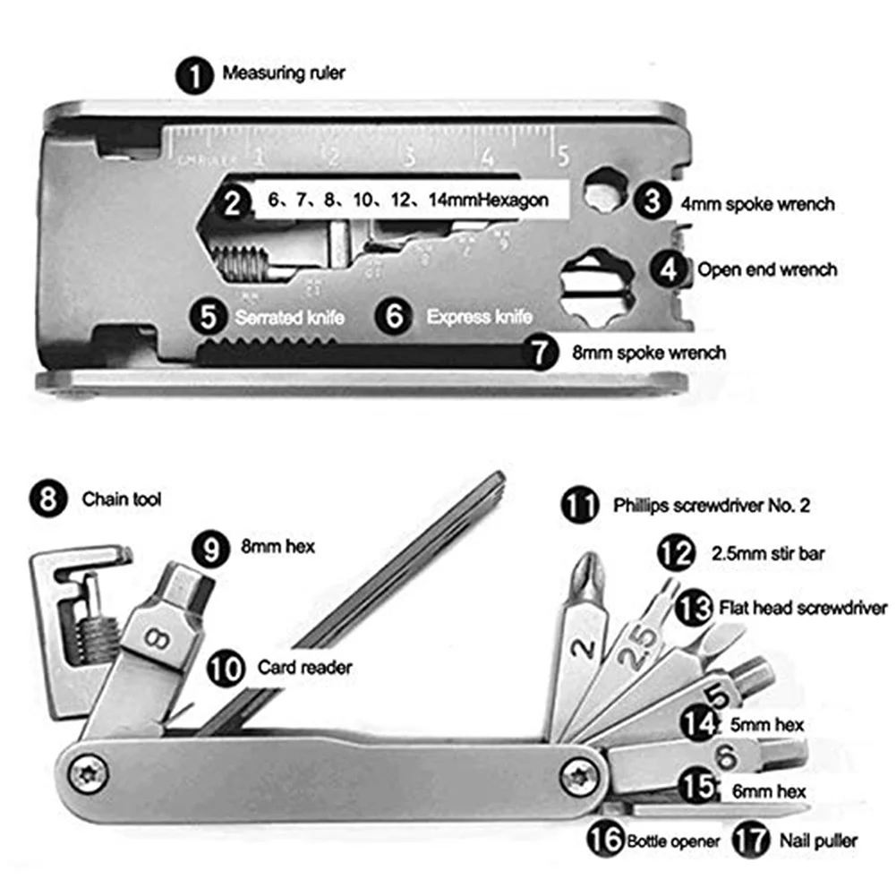 

1pcs 17 in 1 Tool Multi-function Screwdriver Multitools Accessories for Outdoor Sports Maintenance Tool NCM