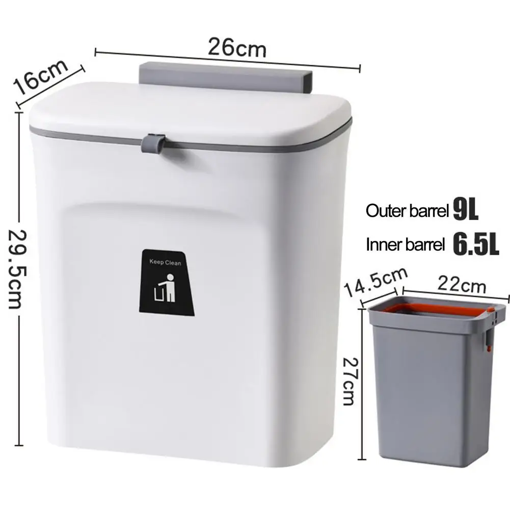 Waste Basket, Household Kitchen Food Waste Compost Bin com alça, 9L