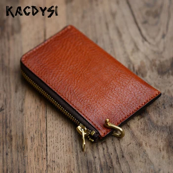 

Head Layer of Leather Retro Slim Men Key Holder Zipper High Quality Latest Key Wallet Classic Keys Chains Keyring Pouch Bag Hot