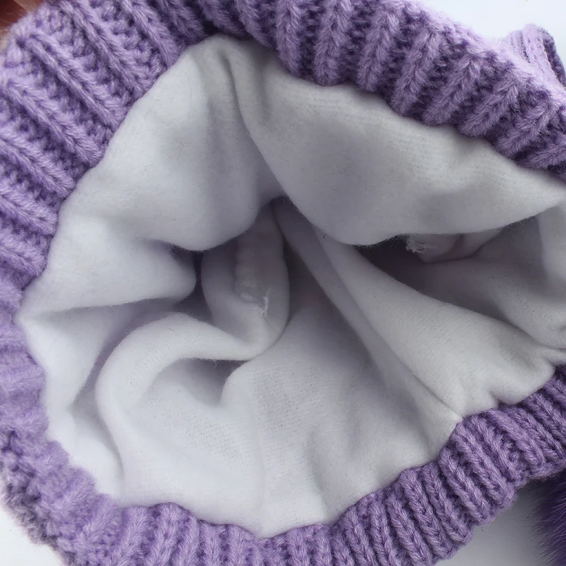 Kids Real Fox Fur Pompom Hat and Scarf Set Cute Baby Boy Girl Winter Hat Fleece Inside 3 Pieces Pompon Beanies