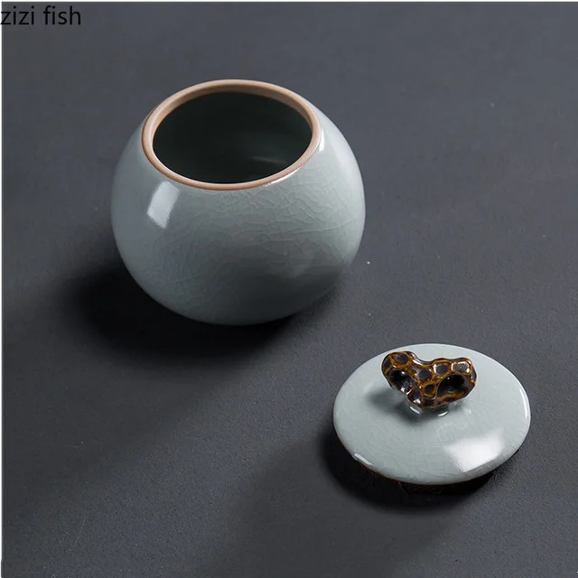 Tea Caddy Kerámia Edény Kicsi Lezárt Edények Tároló Tartály Cukros Tál Otthoni Dekoráció Doboz Teamária Szervező - Image 4