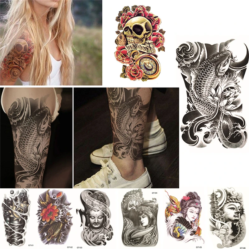 

Mens Removable Waterproof Temporary Tattoo Sticker Body Arm Shoulder Makeup Art