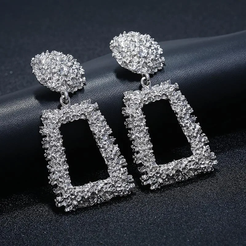 Personalized Punk Style Fashion Irregular Spiral Geometric Earrings For Women Hyperbole Gold Silver Metal Drop Earring Dangle - Metal Color: Big silver