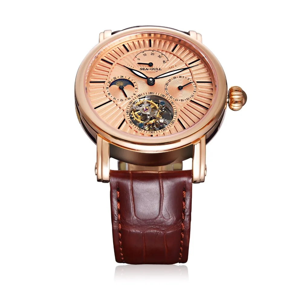 Механические часы Seagull Tourbillon, запас мощности, индикатор дня и ночи, ручные мужские часы 518,6806 с сертификационной бумагой