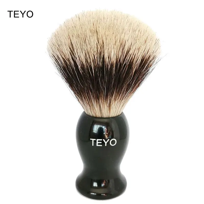 

TEYO Two Band Fine Badger Hair Shaving Brush of Resin Handle With Gift Box Perfect for Wet Shave Beard Brush