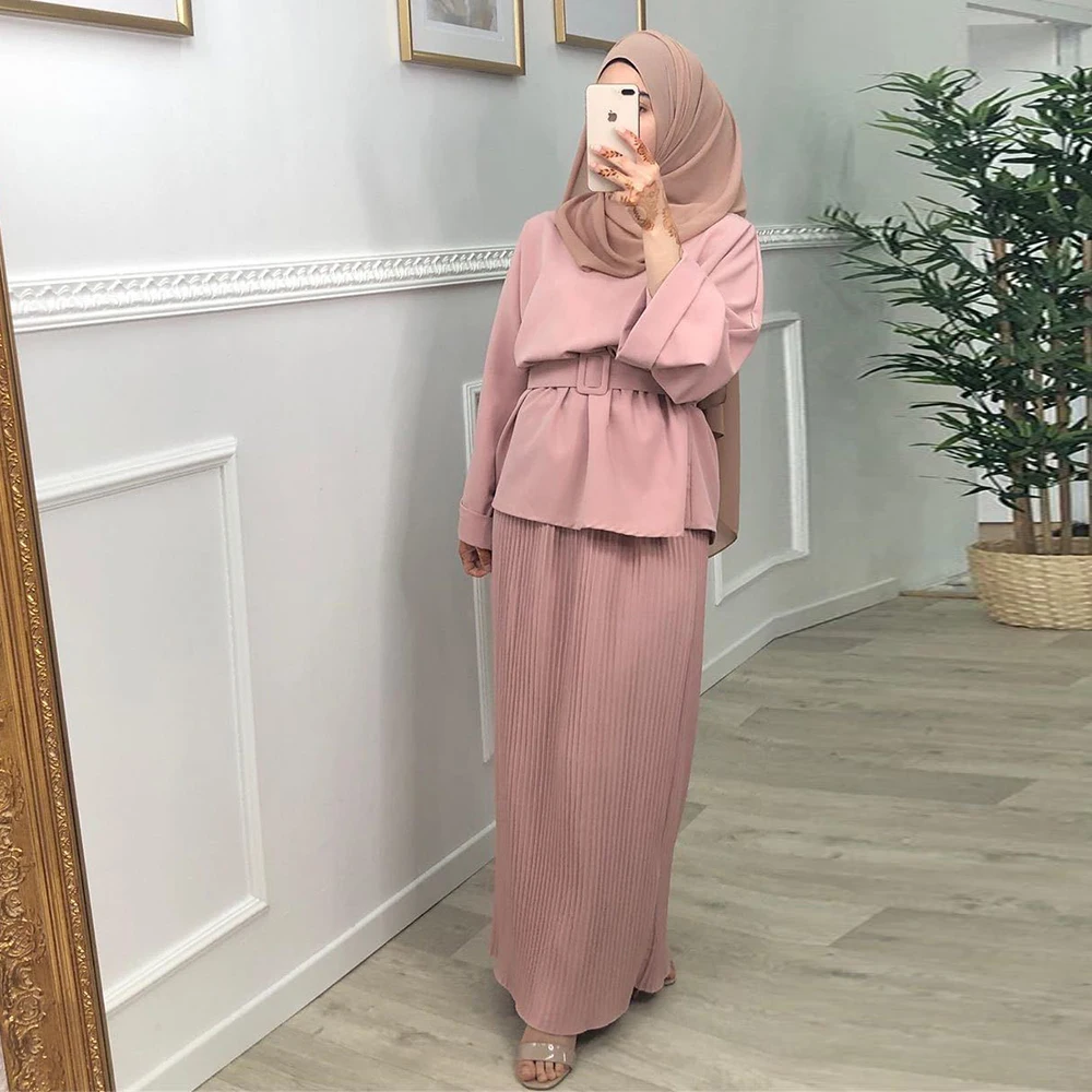 Vestido musulmán Ramadán Eid Mubarak Abaya, Dubái, Turquía, conjunto de ropa islámica para mujer, Túnica árabe, conjunto femenino