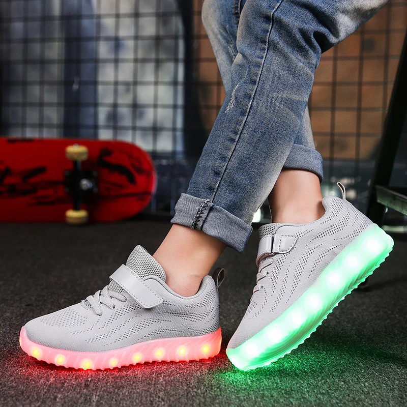 Size 25-37 USB Charging Basket Led Children Shoes With Light Up Kids Casual Boys&Girls Luminous Sneakers Glowing Shoe