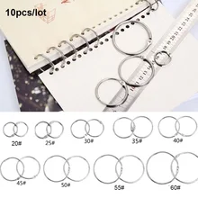 Classeur à feuilles en métal plaqué, 10 pièces, anneaux articulés en argent, calendrier, Album, cercle, porte-clés, carnet de notes, Clips de bricolage