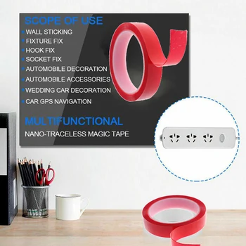 

1Pc Red Reusable Double Sided Adhesive Nano Traceless Tape Removable Sticker Washable Adhesive Loop Disks Tie Glue Waterproof