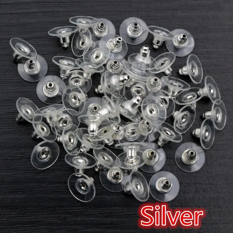 100pcs Plastic Metal Earring Backs Bullet Stoppers Earnuts Ear