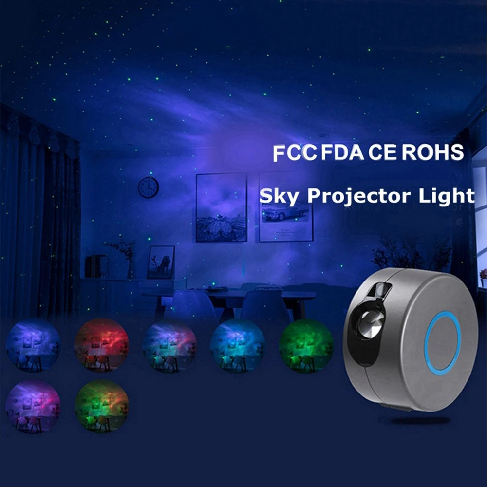 

Colorful Projector Night Light Starry Sky Lamp For Kids Bedroom Rotating Waving Flashing Night Light Decoration Christmas Gift