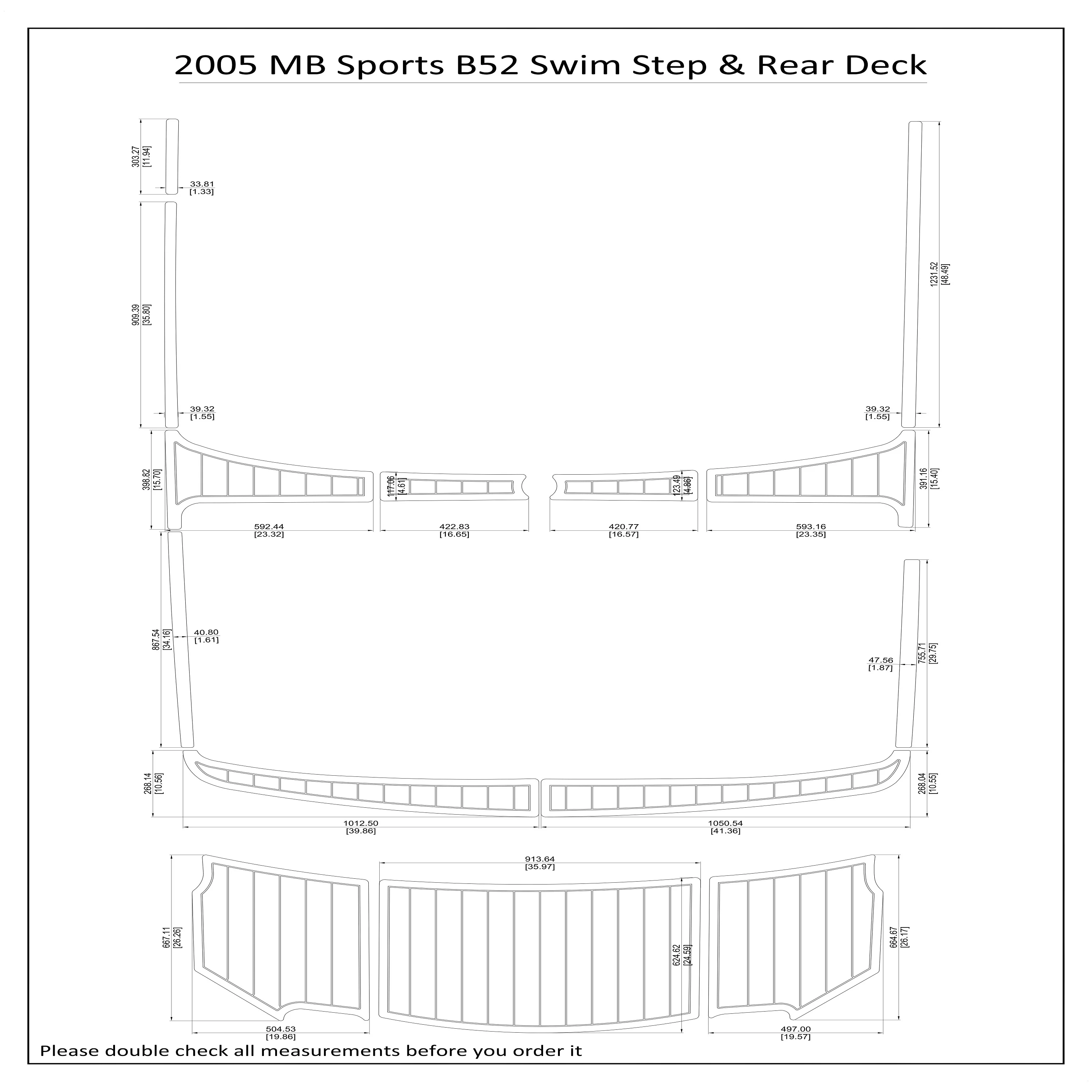 

2005 MB Sports B52 Swim Step Rear Deck Boat EVA Faux Foam Teak Deck Floor Pad