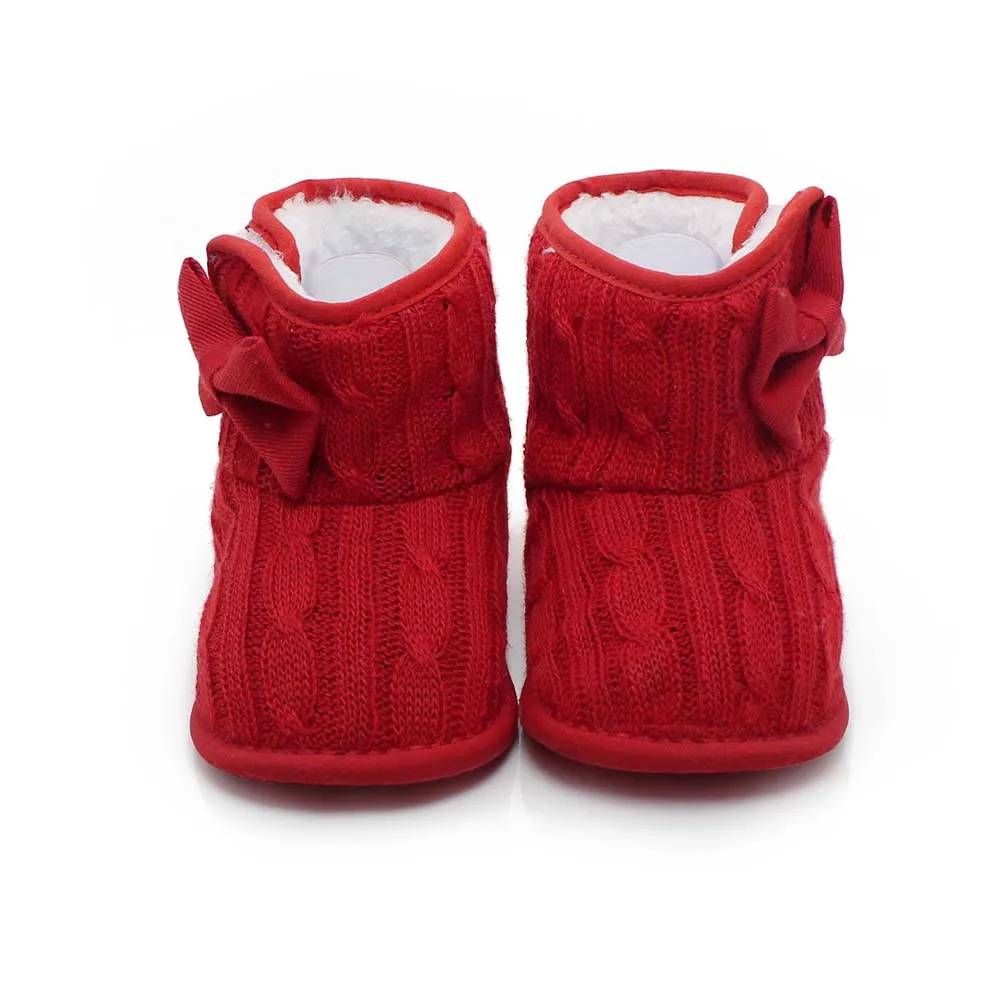 Модные Стиль для новорожденных, для маленьких девочек; Классический дизайн детские сапоги зимние теплые Мягкий хлопок для маленьких мальчиков и девочек обувь - Цвет: Red Butterfly