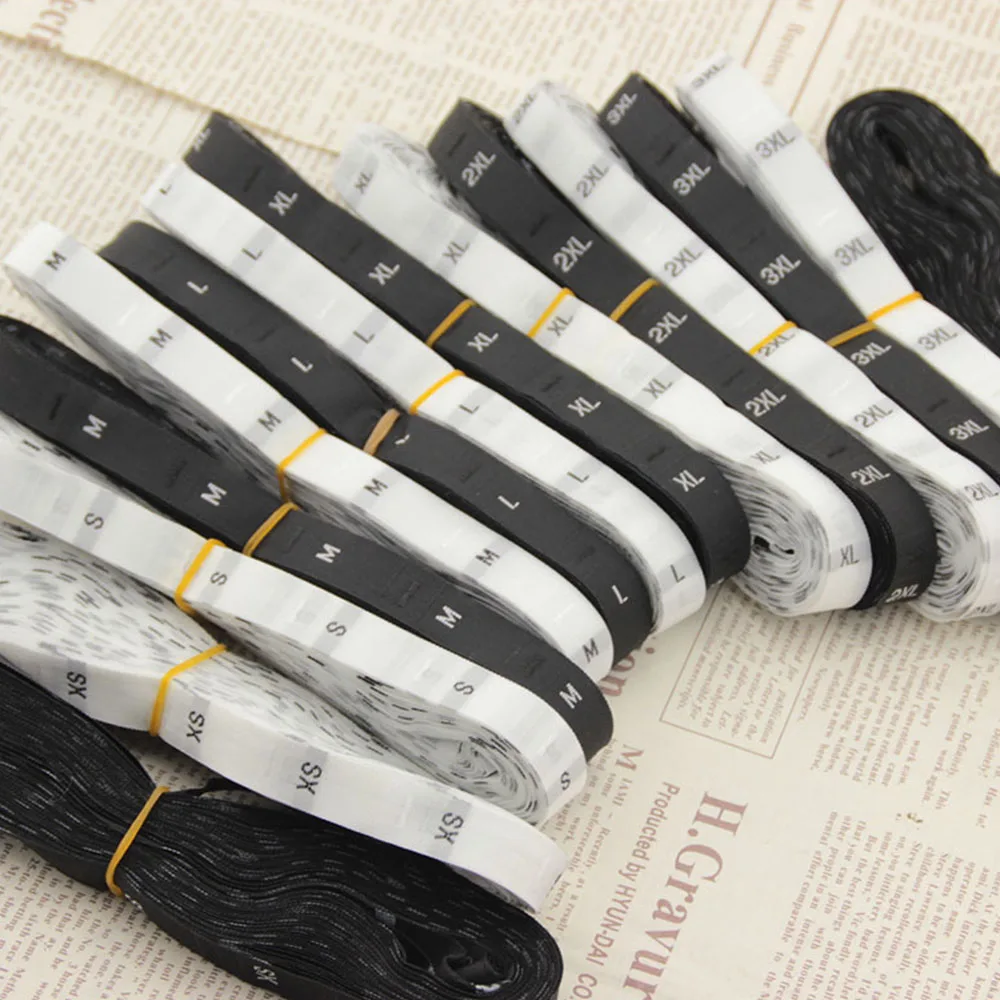 500pcs 1.2cm White Black Size Labels XS-6XL Polyester Cloth Garment Clothing Woven Tags For Clothes Bags Shoes Accessories | Дом и сад