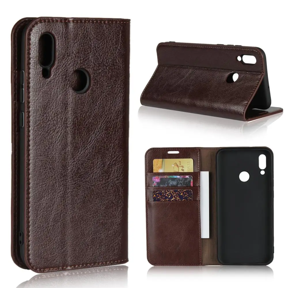 

360 Natural Genuine Leather Skin Flip Wallet Book Phone Case Cover On For Huawei Honor 10 Lite Honor10 10Lite 64/128 GB Light