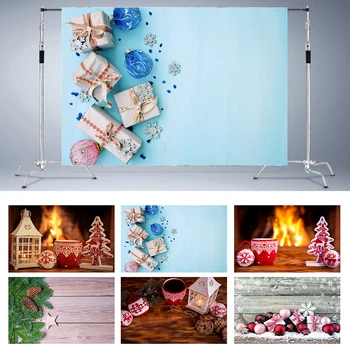 

Nitree Food Photography Background Photo Studio Backdrop Christmas Fireplace Snowflake Wood Board Xmas Party Banner Decoration