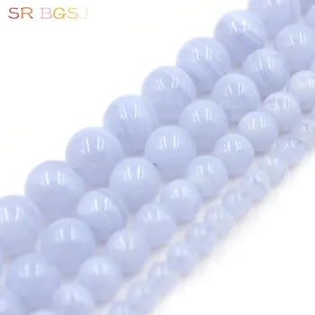 

Free Shipping 6 8 10 12mm Natural Gems Stone Round Jewelry Making Purple Chalcedony DIY Beads Strand 15"