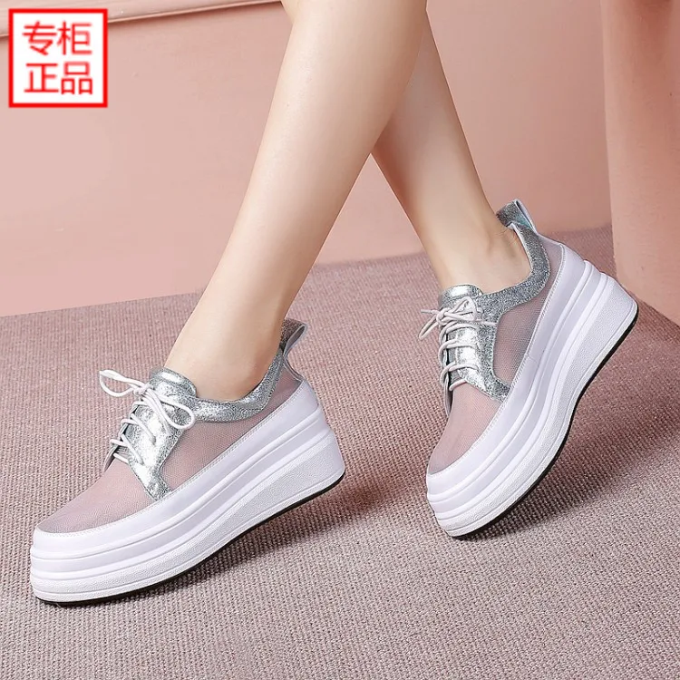 

Ozhouzhan Shoes Women's Spring And Summer 2020 New Style Genuine Leather Platform WOMEN'S Shoes Breathable Gauze Thick Bottomed