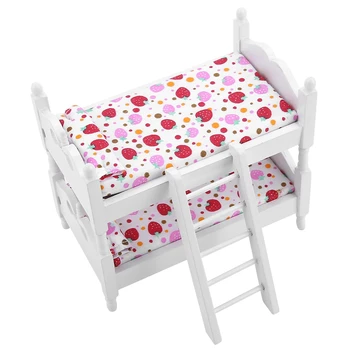 

1:12 Kids Mini Bunk Bed Toys Doll House Furniture Children Bedroom Model for Children Pretend Play Game Toys Doll Accessery