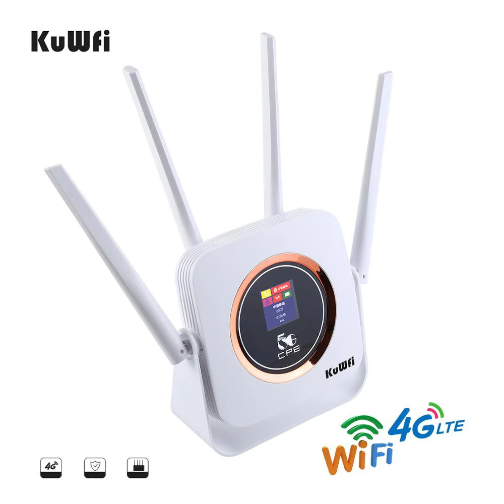 KuWFi Router CAT6 de alta velocidad 4G LTE, tarjeta SIM, módem inalámbrico  WiFi 4G CPE, enrutador WiFi con antena externa de hasta 10  usuarios|Enrutadores 3G/4G| - AliExpress