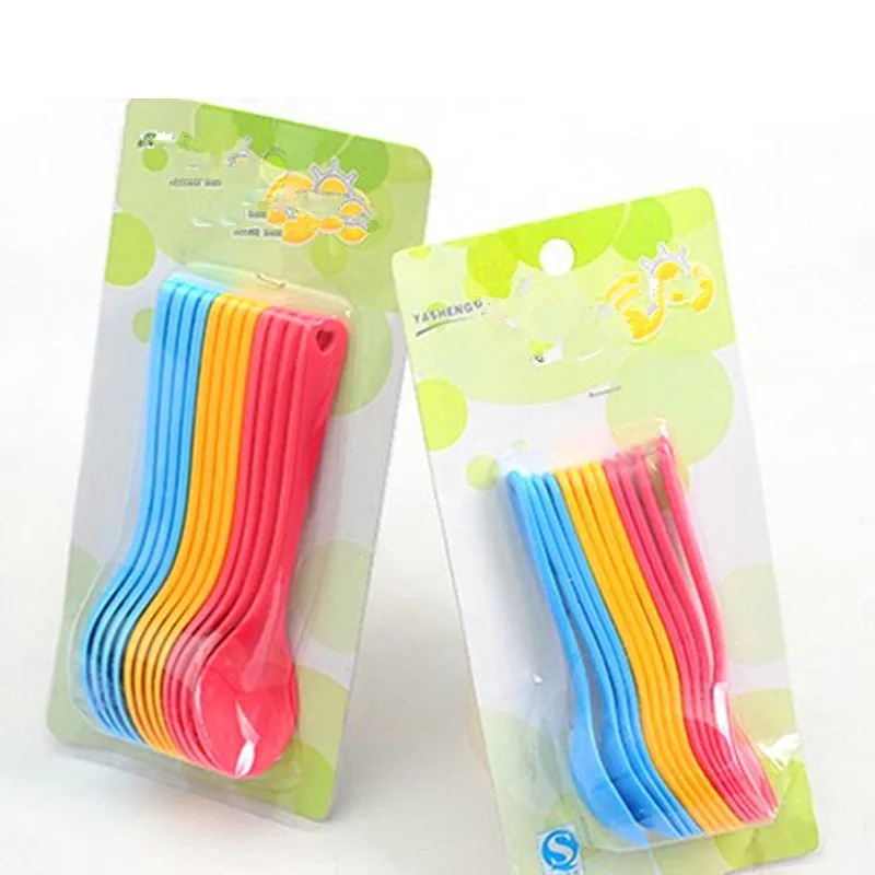 Juego de 12 cucharas de plástico para entrenamiento de bebé, juego de cuchara para comer, gran oferta