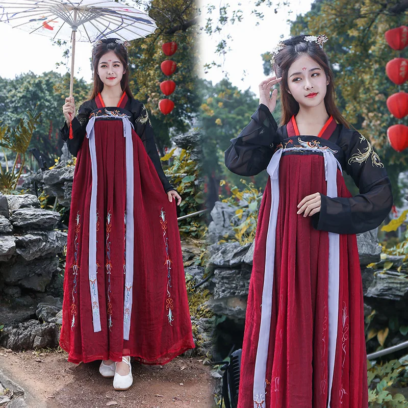 Hanfu костюм для классических танцев Женский карнавальный наряд с вышивкой певица народная фея платье традиционная одежда для выступлений