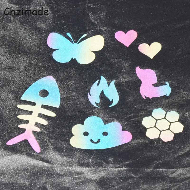 1Mx3cm Colorful Butterfly Heart Reflective Sticker Tapes Heat-transfered Vinyl Film For Iron On Garment Sewing Craft reflective tape