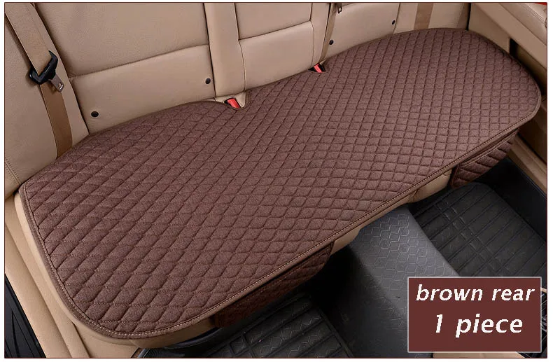 brown rear 1 piece Чехол для сиденья автомобиля льняная ткань четыре сезона Передняя Задняя льняная подушка дышащий протектор коврик авто аксессуары универсальный размер - Название цвета: brown rear 1 piece
