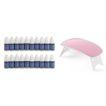 

2 Set Nail Art Decoration: 1 Set 6W UV/LED Lamp Nail Dryer USB Cable Lamp Manicure Phototherapy Machine & 1 Set 20 Pcs 3G Profes