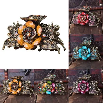 

1 PCS Vintage Flower Hair Claws Crab Clip Hairband Rhinestone Pin Barrette Hairpin Headdress Accessories Hair Styling Tools