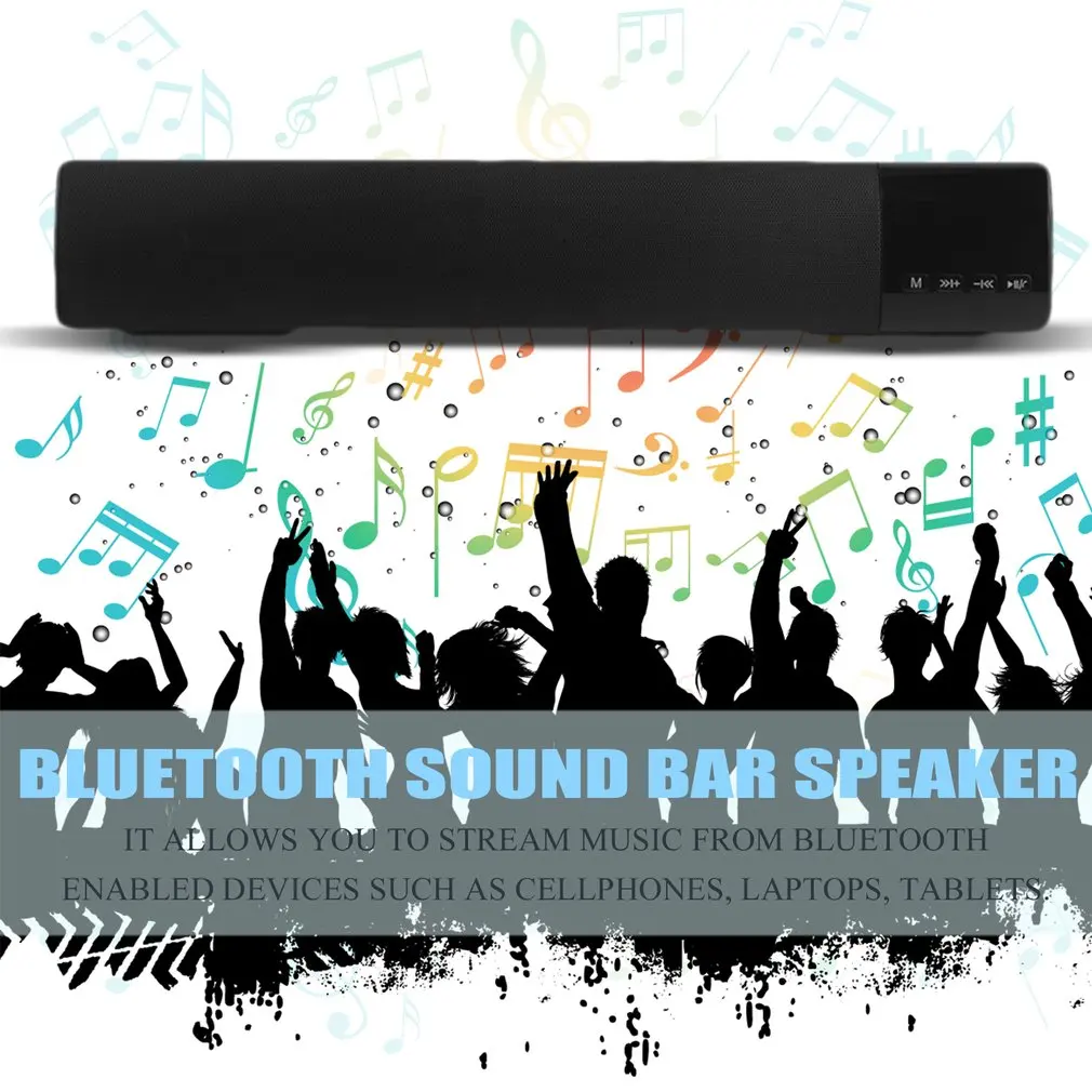 Профессиональный беспроводной Саундбар Hands Free стерео музыка звук бар акустическая система Поддержка TF карты для ТВ дома