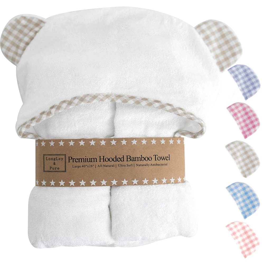 600 GSM Premium Extra Soft Hooded Bamboo Baby Bath Towel and Washcloth, Organic and Hypoallergenic towel